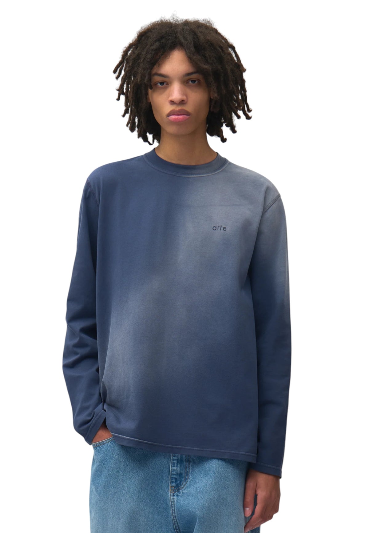 Arte Antwerp Stencil sunfaded Longsleeve t-shirt maniche lunghe - Navy