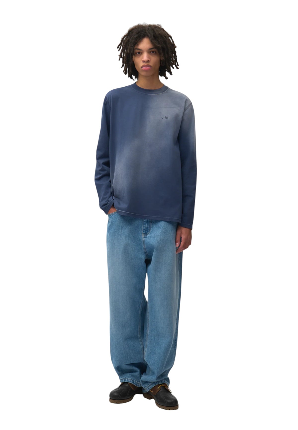Arte Antwerp Stencil sunfaded Longsleeve t-shirt maniche lunghe - Navy