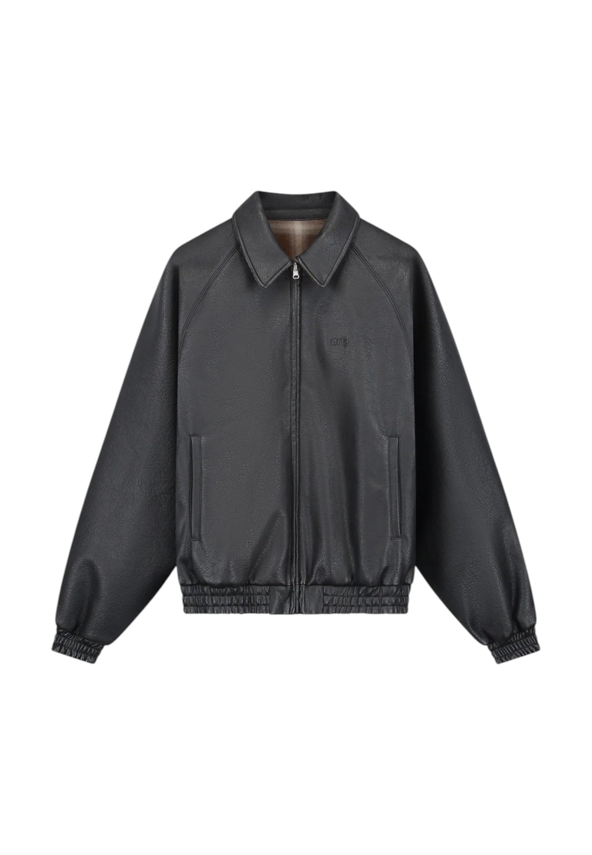 Arte Antwerp Reversible leather uniform Jacket giacca reversibile - Black / plaid