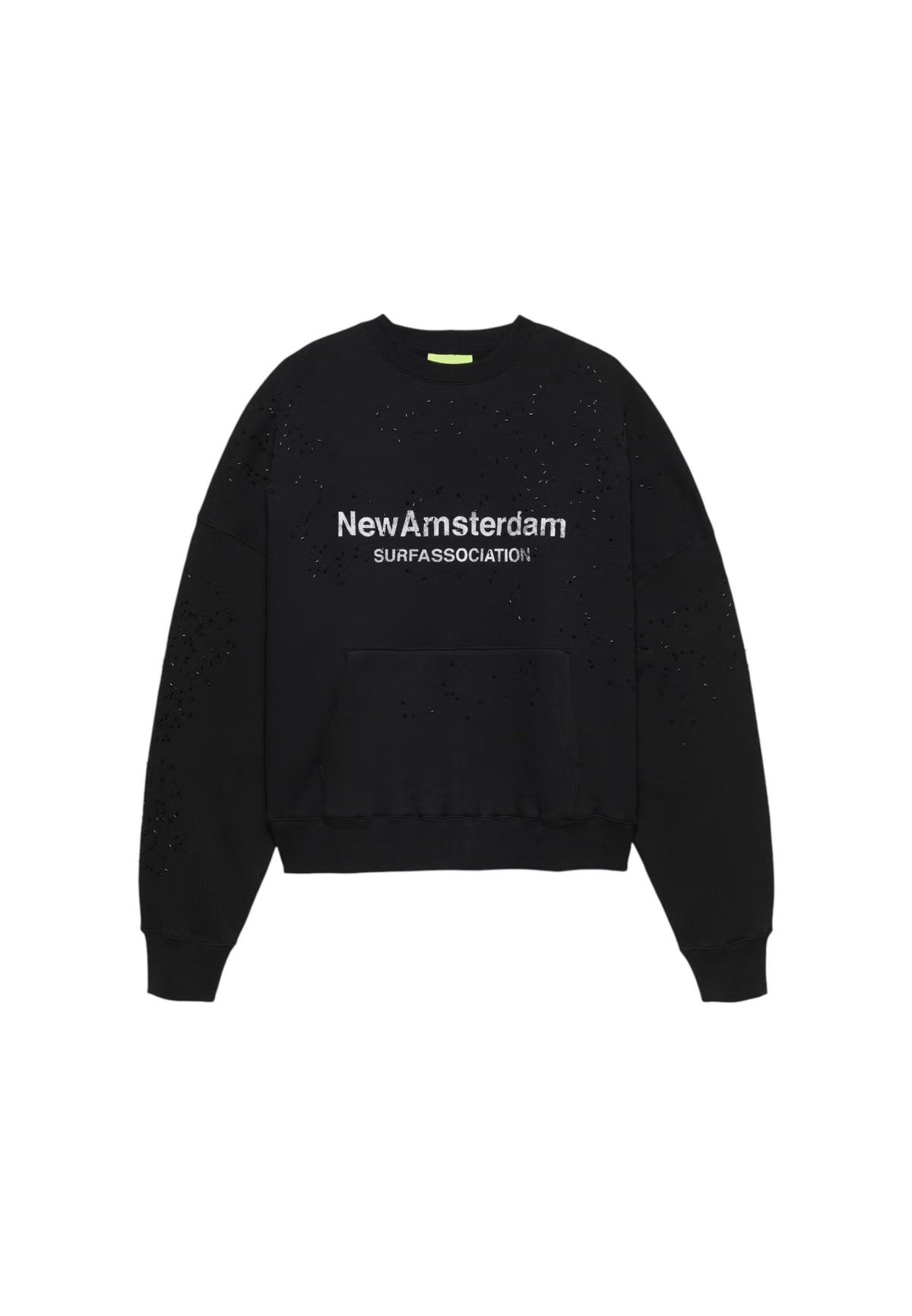 New Amsterdam Surf association worked logo strass crewneck felpa girocollo - black / white