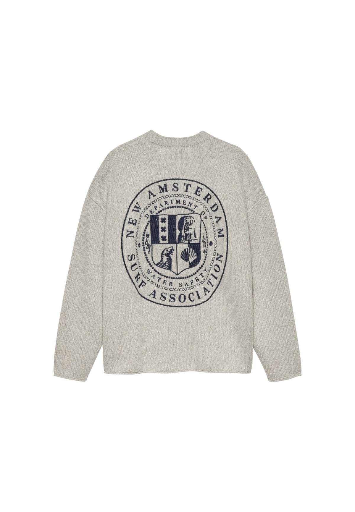 New Amsterdam Surf association knitted stamp crewneck maglione oversize - grey melange