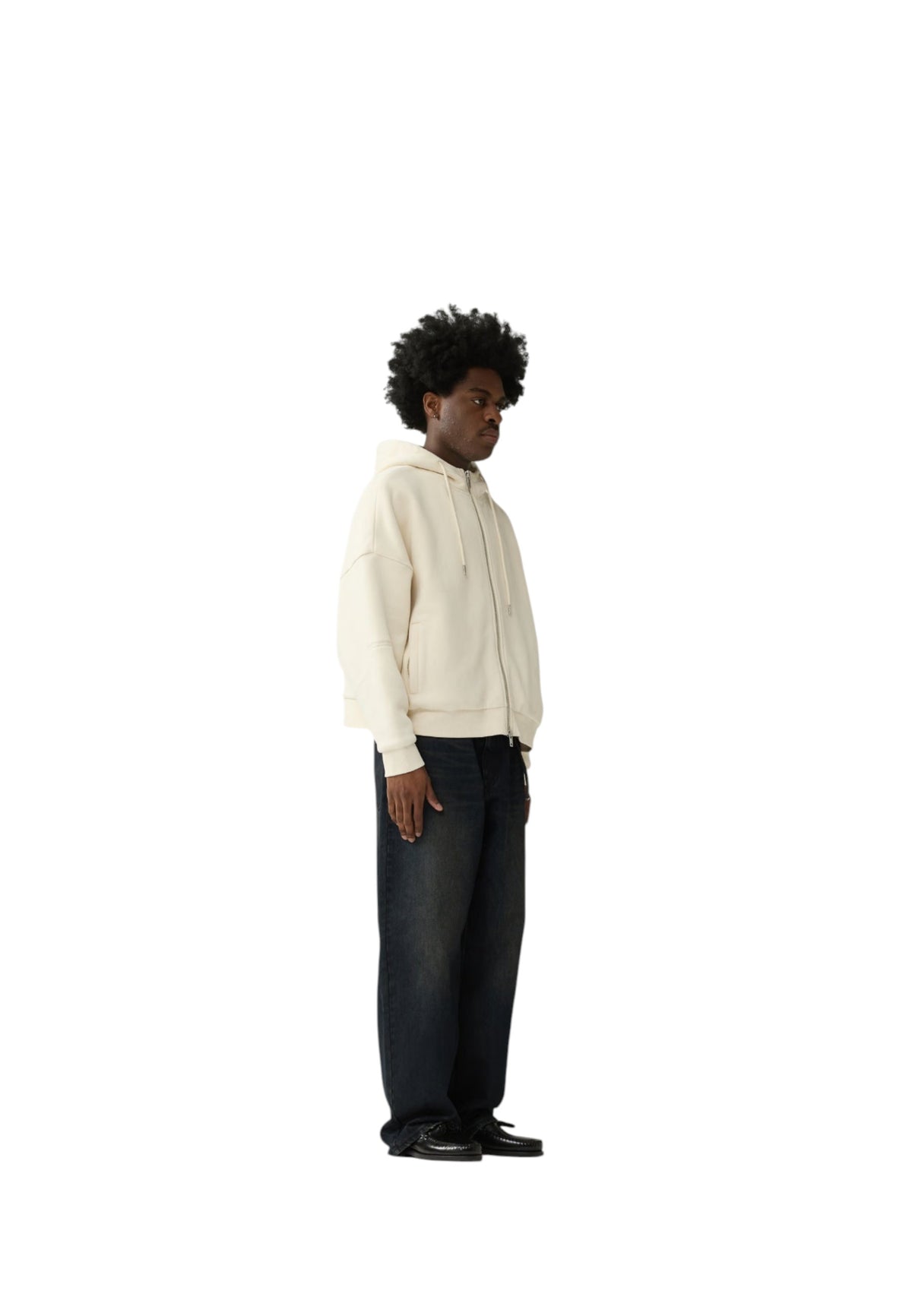New Amsterdam surf association Double layered hoodie felpa con cappuccio e zip - bone
