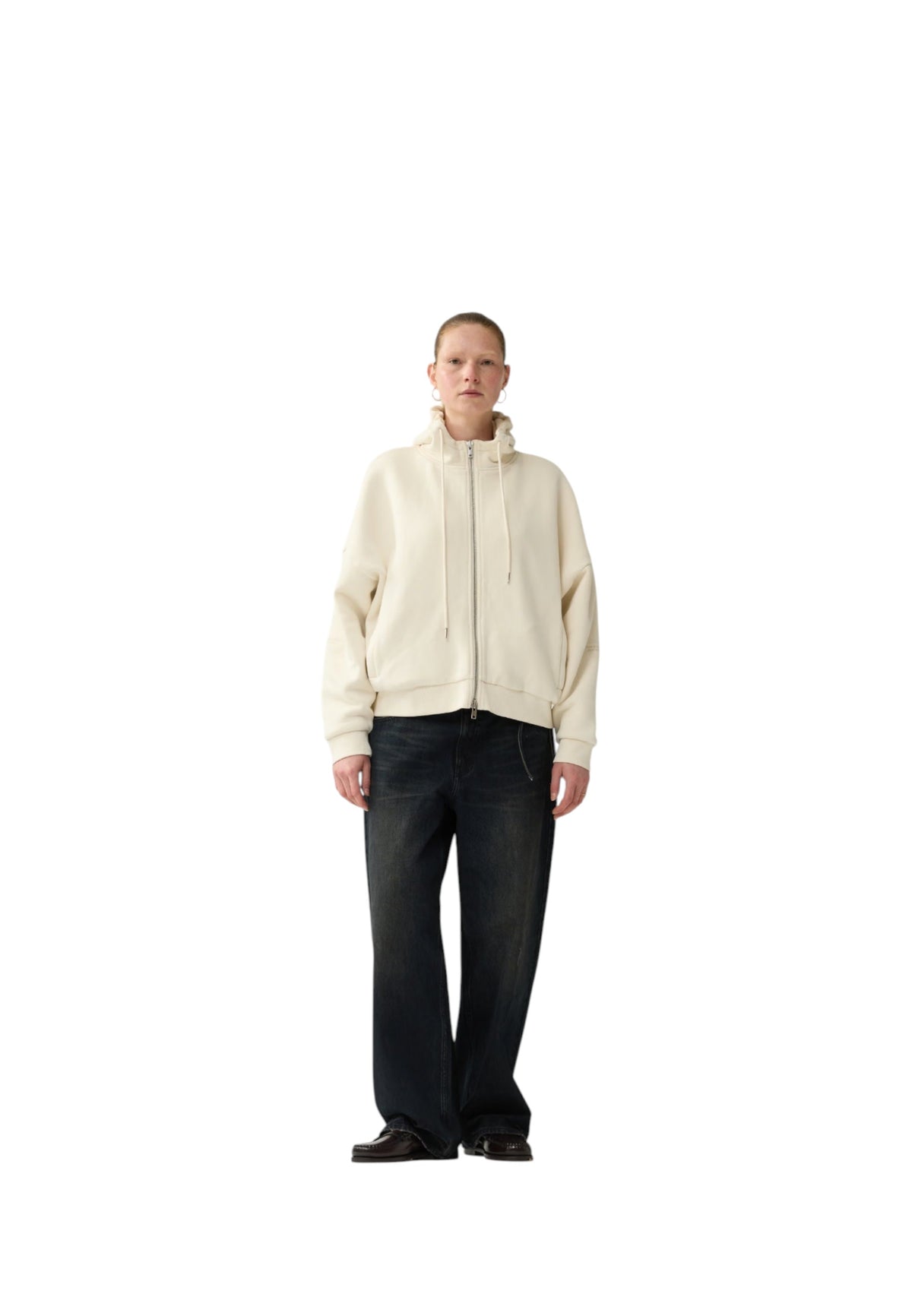New Amsterdam surf association Double layered hoodie felpa con cappuccio e zip - bone