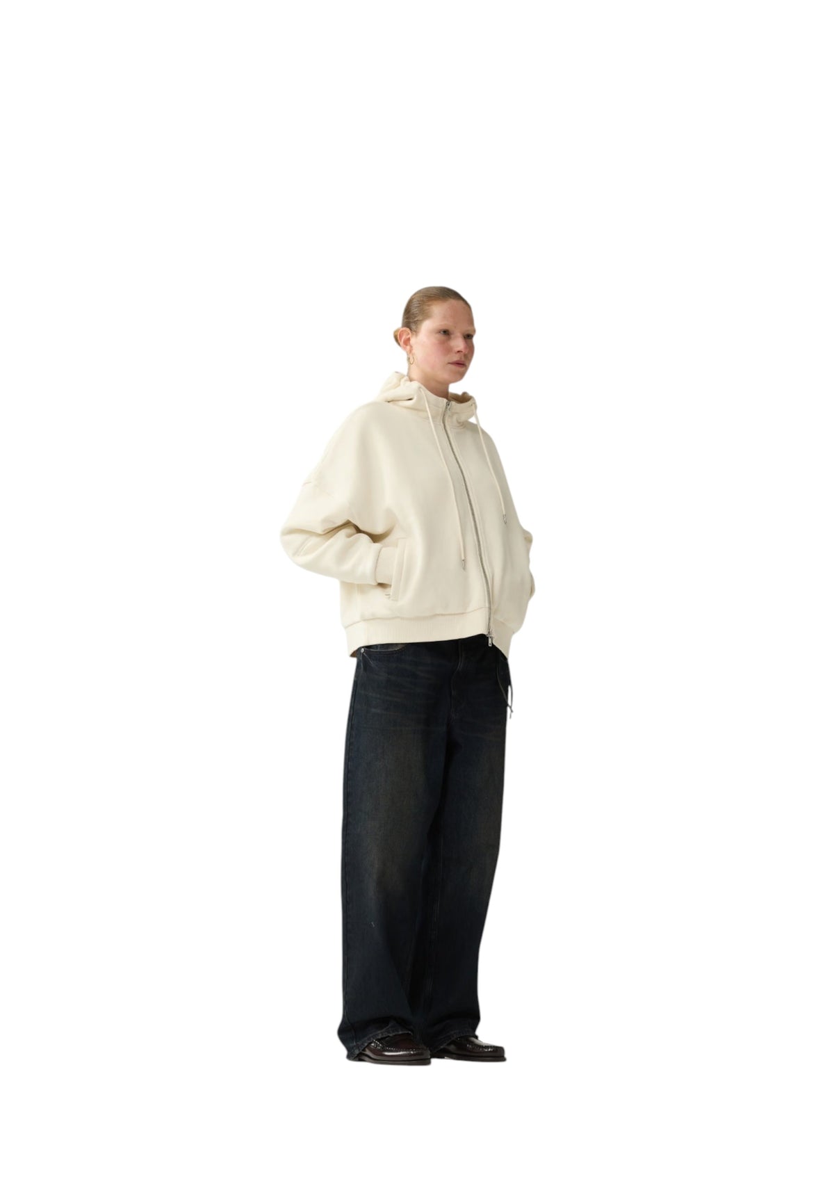 New Amsterdam surf association Double layered hoodie felpa con cappuccio e zip - bone