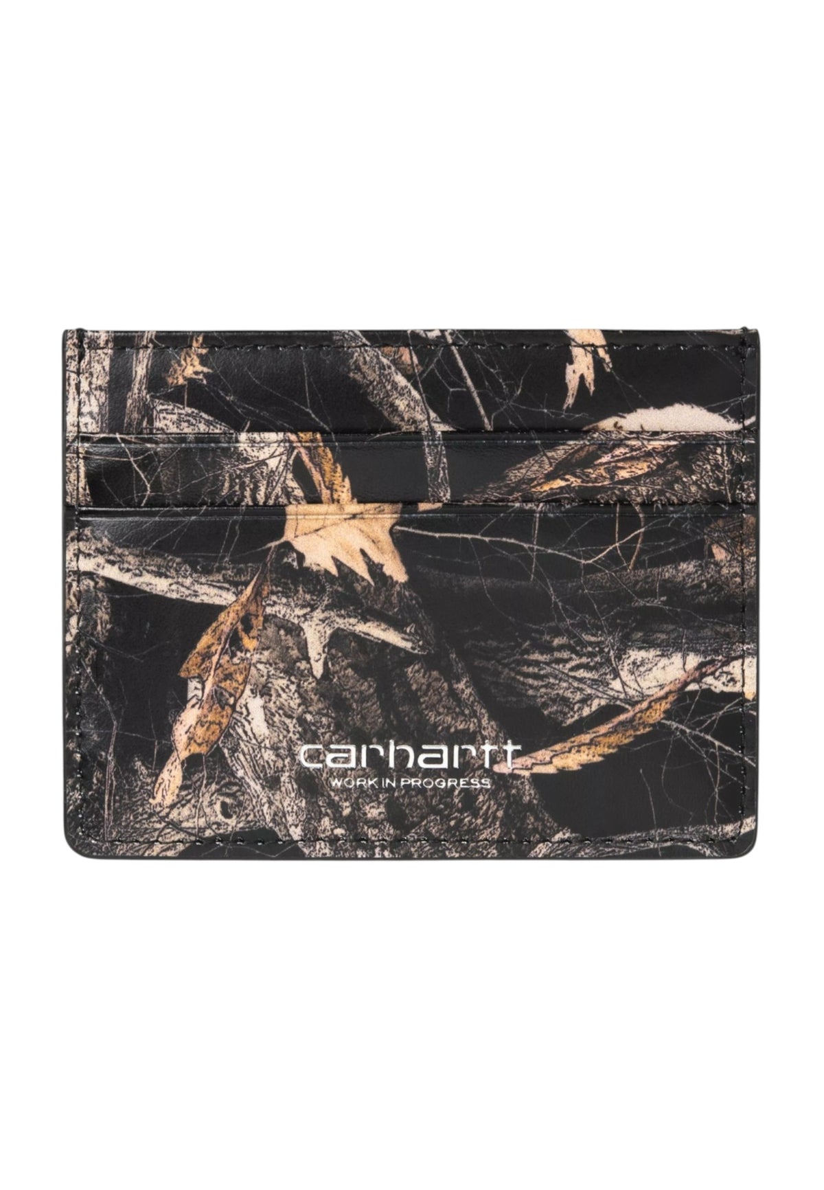 Carhartt Wip Vegas Cardholder portacarte in pelle - Camo Feather Tree, Black