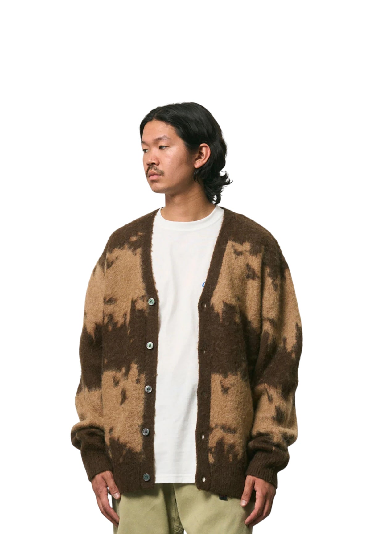 Gramicci Mohair splatter cardigan - taupe splatter