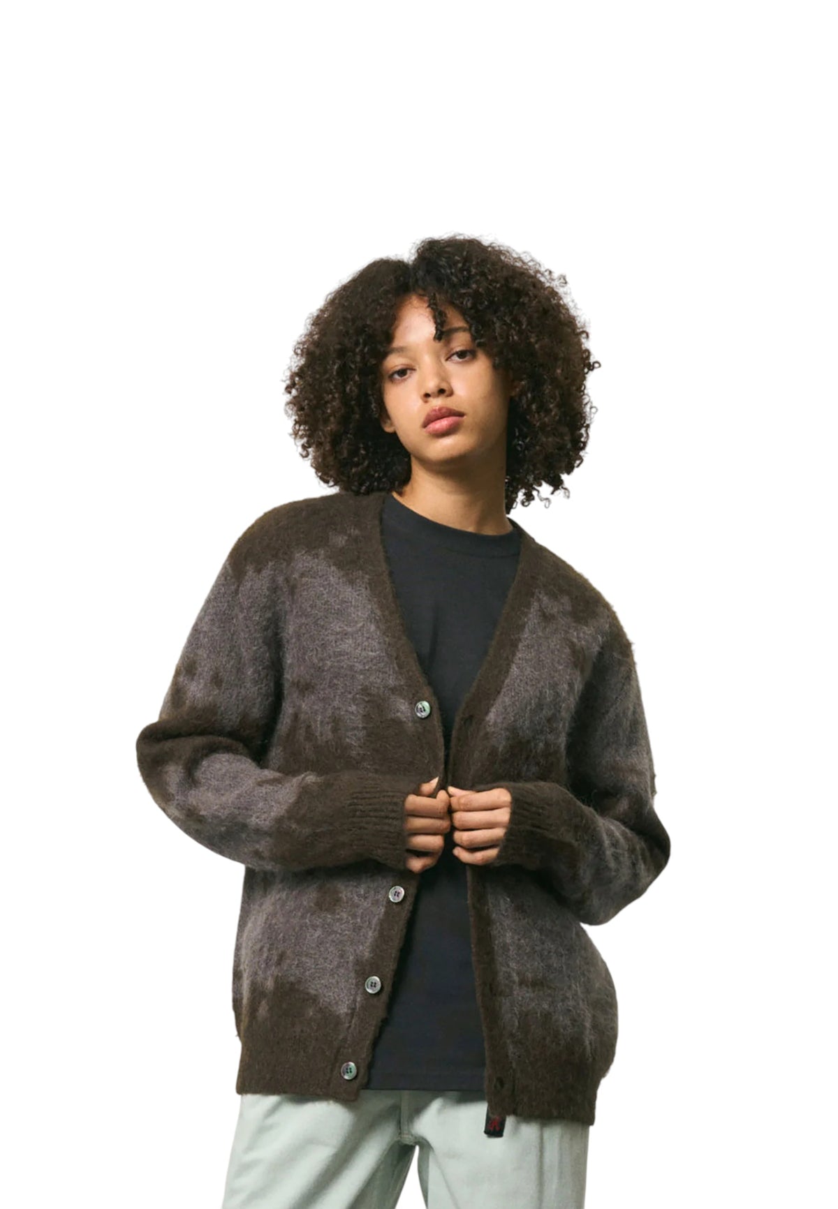 Gramicci Mohair splatter cardigan - slate splatter