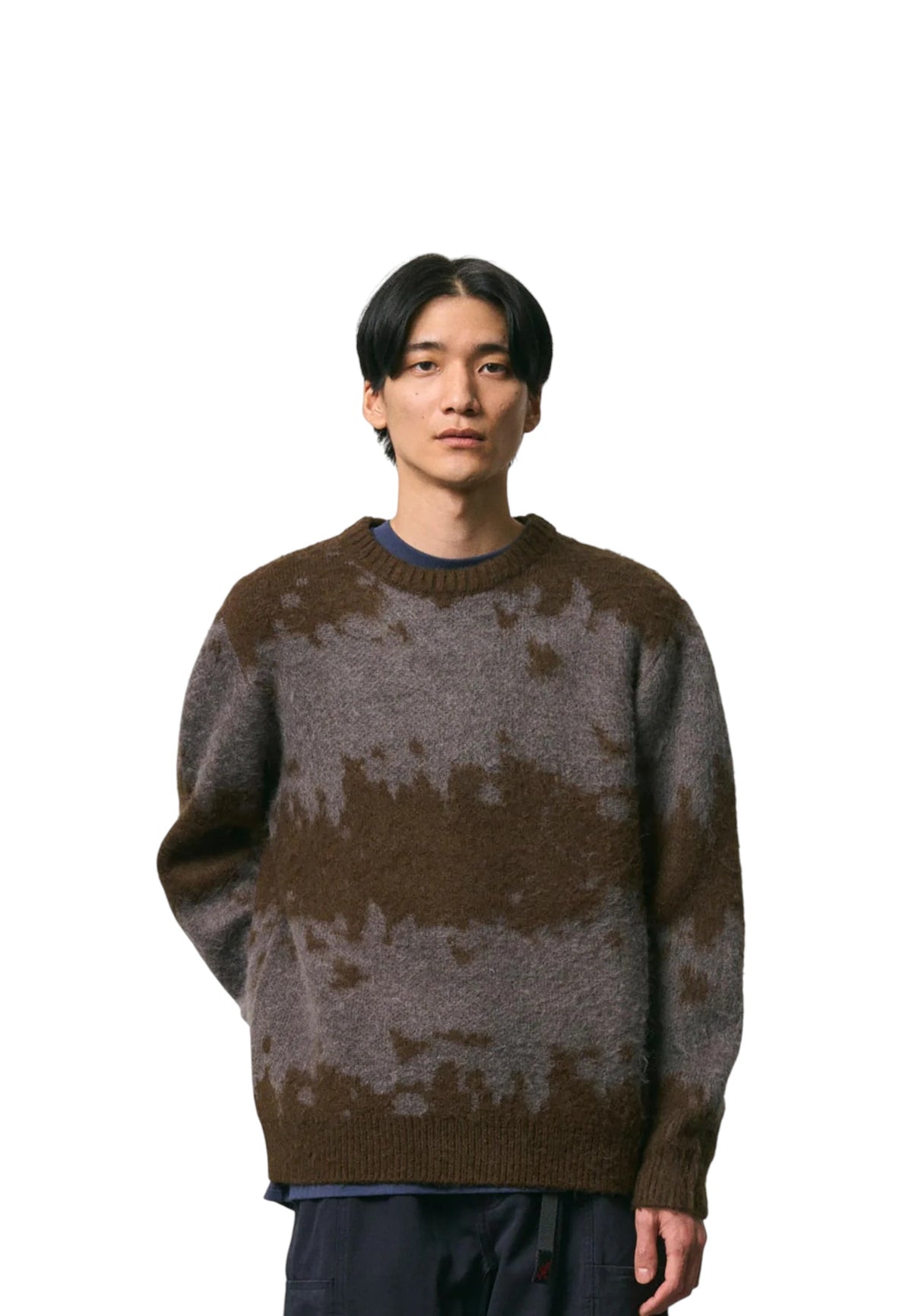 Gramicci Mohair splatter sweater maglione girocollo - slate splatter