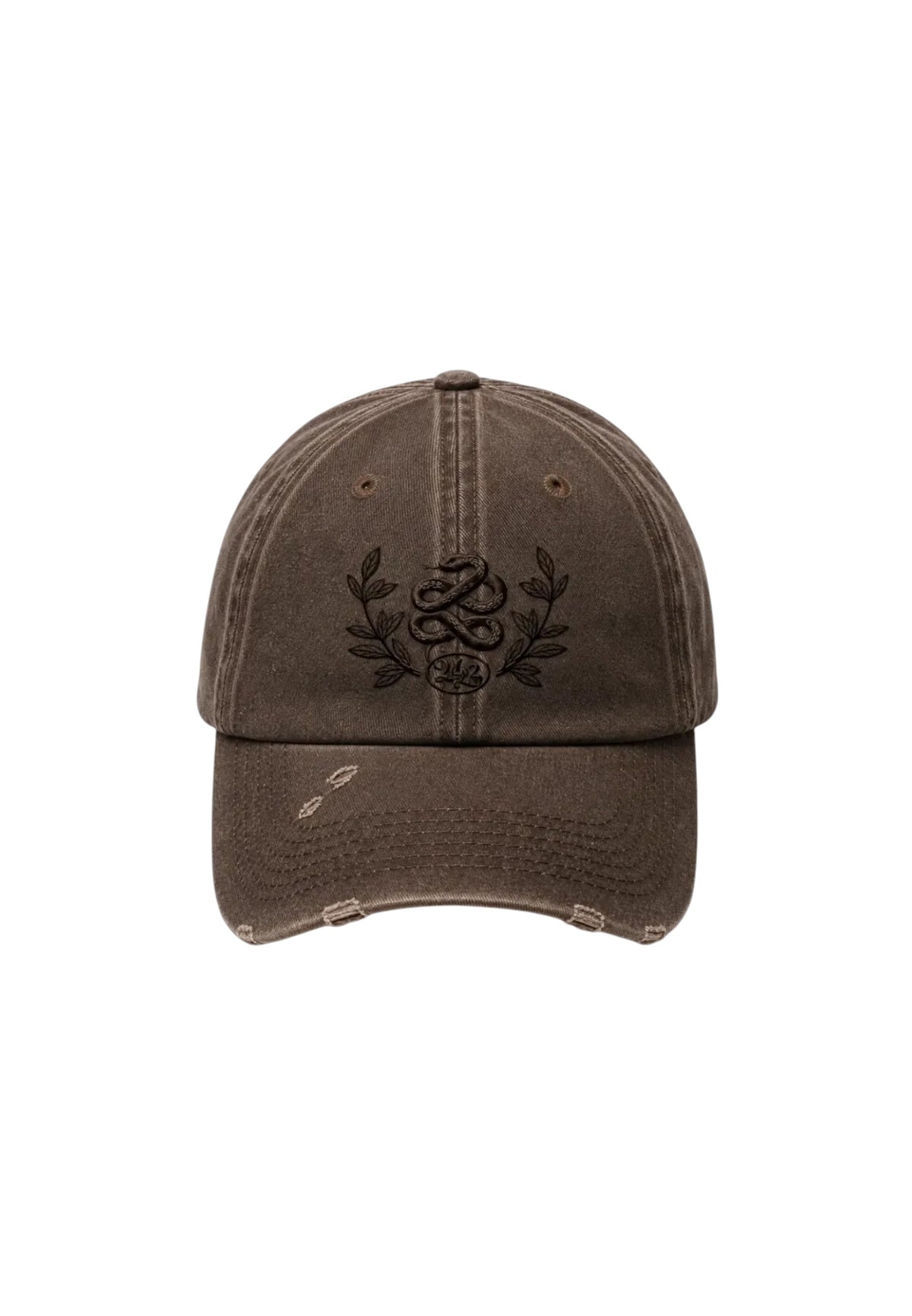 Vertere Mercy cappellino con visiera effetto destroyed  - distressed brown