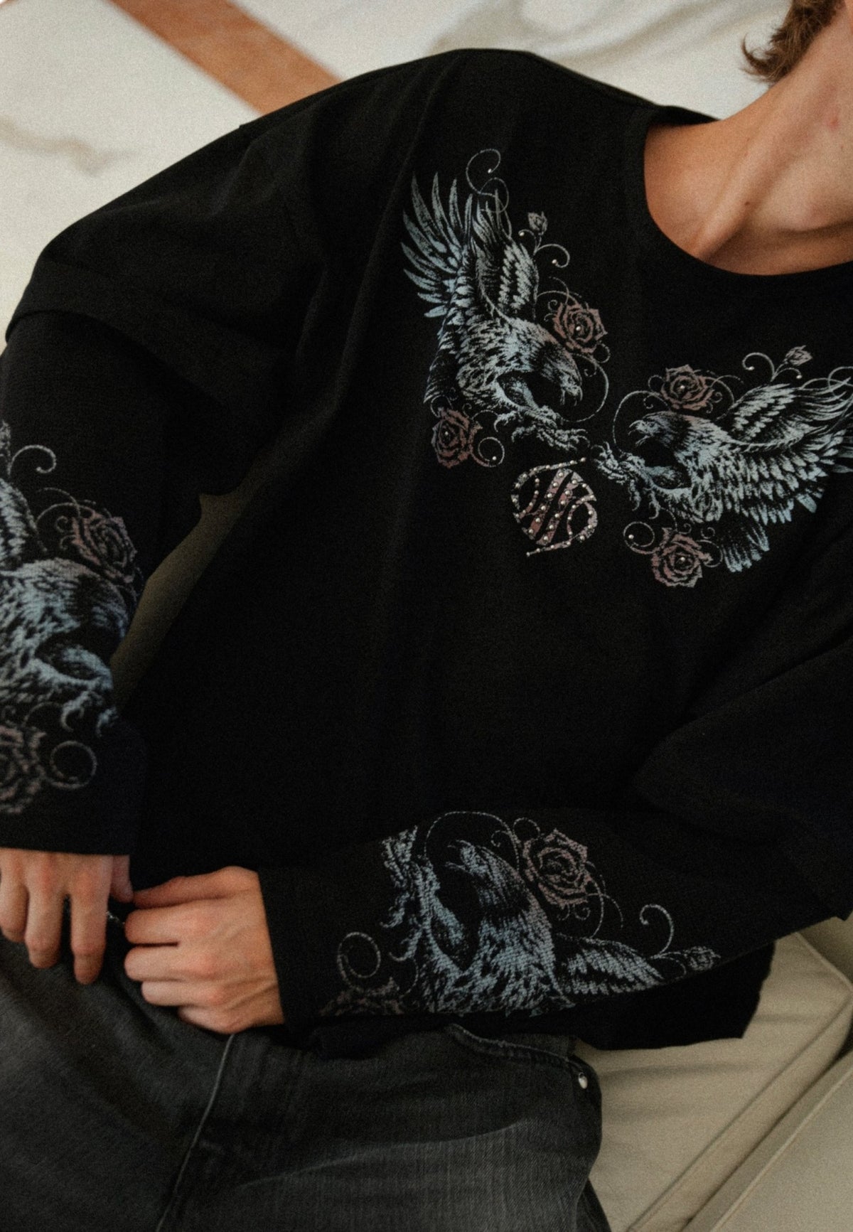 Himes Eagle double longsleeve t-shirt manica lunga - black