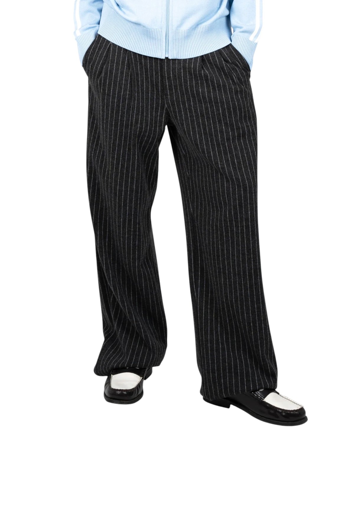Prohibited Revival pinstripe pleated Pants - dark grey