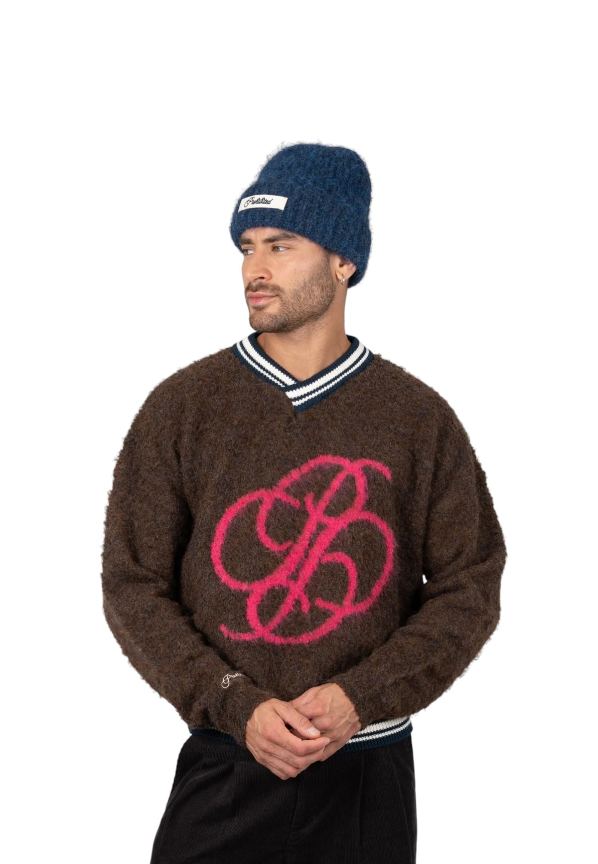 Prohibited Fuzzy knit sweater - brown