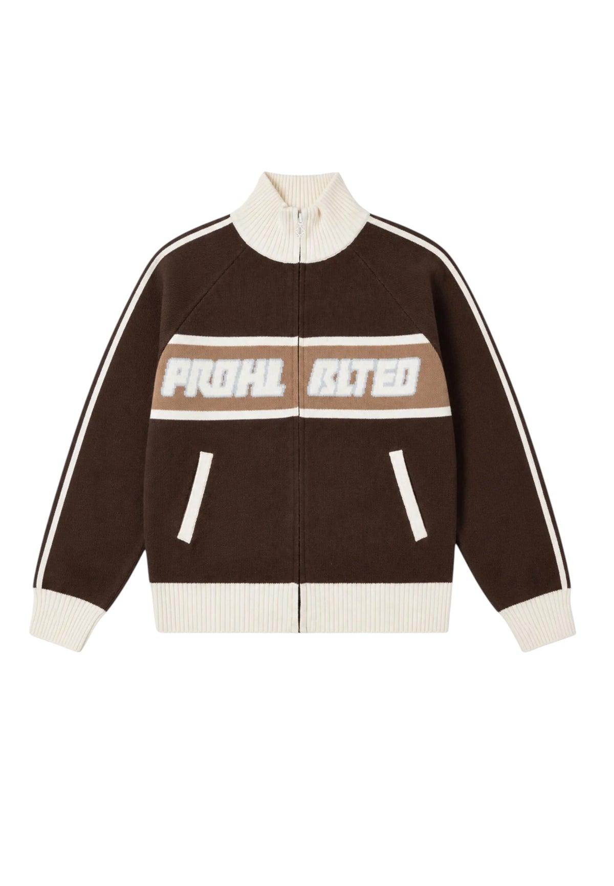 Prohibited Letterman knit jacket - brown