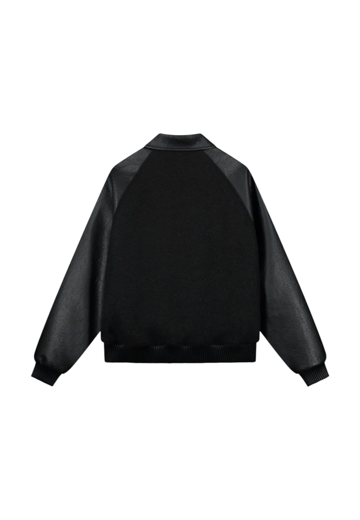 Arte Antwerp Leather Varsity Jacket bomber in lana con maniche in ecopelle - Black