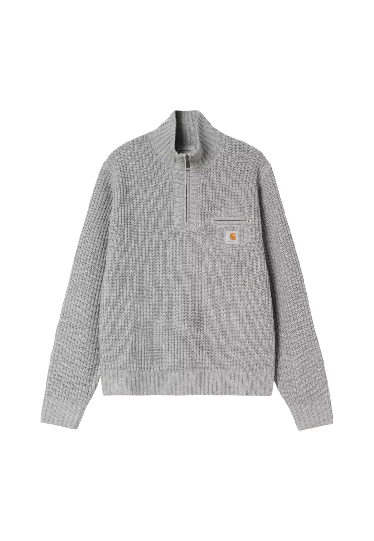 Carhartt Wip Detroit Half Zip Sweater maglione collo alto con mezza zip - Grey heather