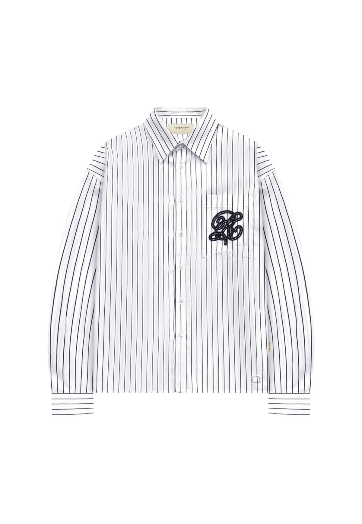 Reternity La rayee shirt - White/Navy