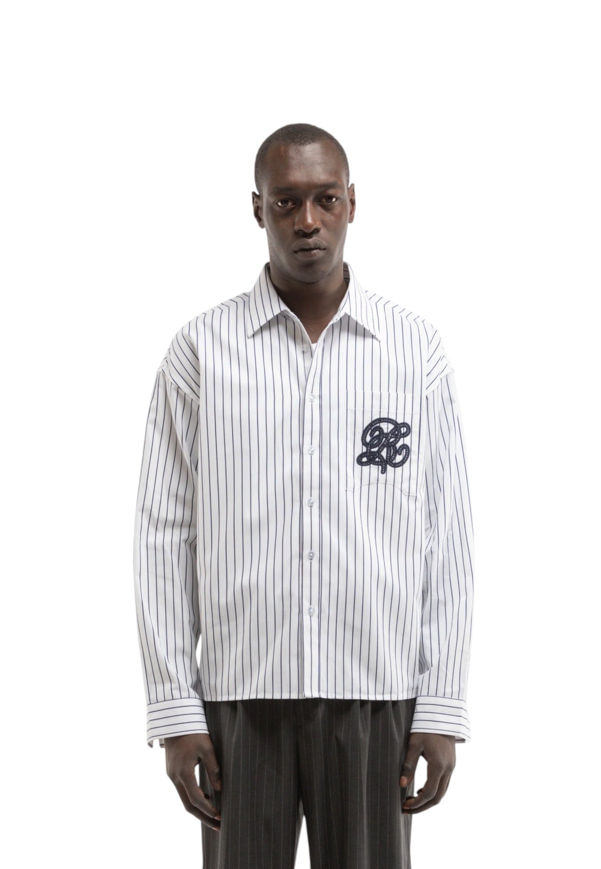 Reternity La rayee shirt - White/Navy