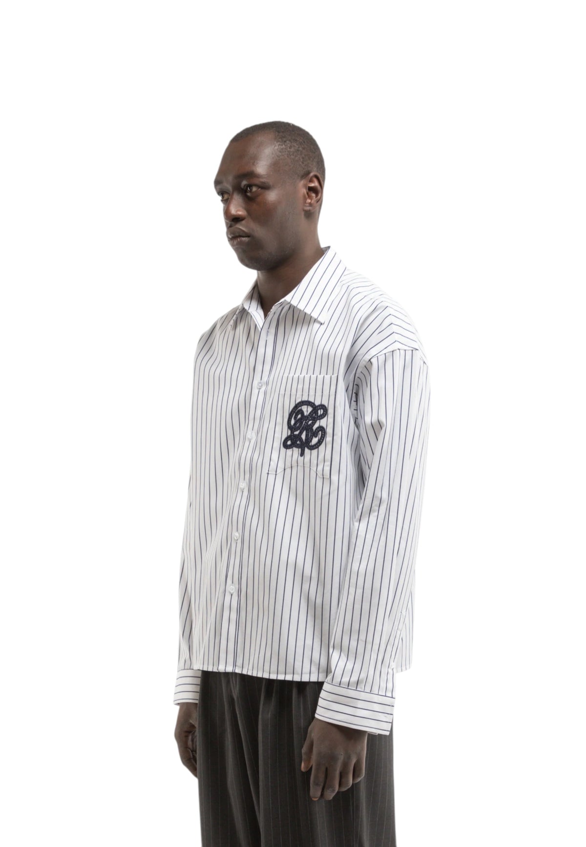 Reternity La rayee shirt - White/Navy