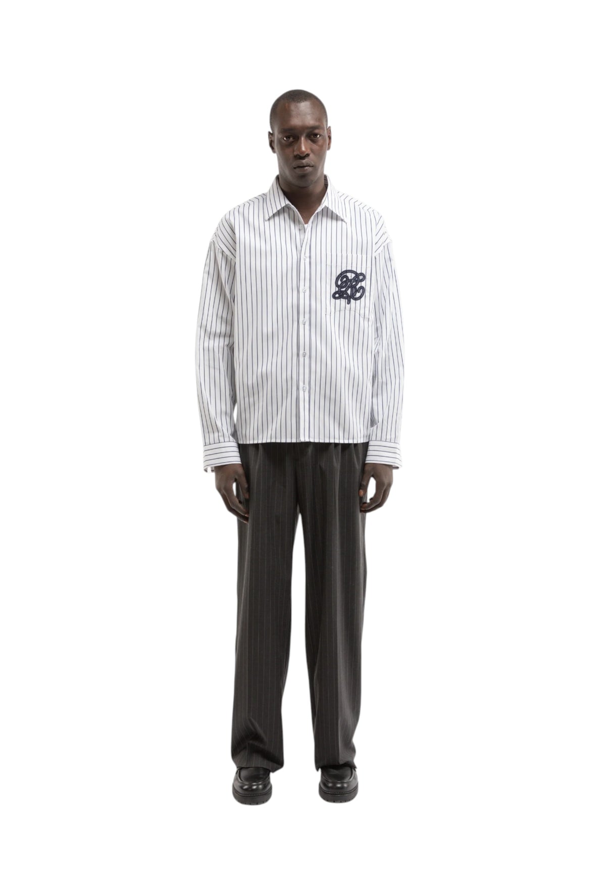 Reternity La rayee shirt - White/Navy