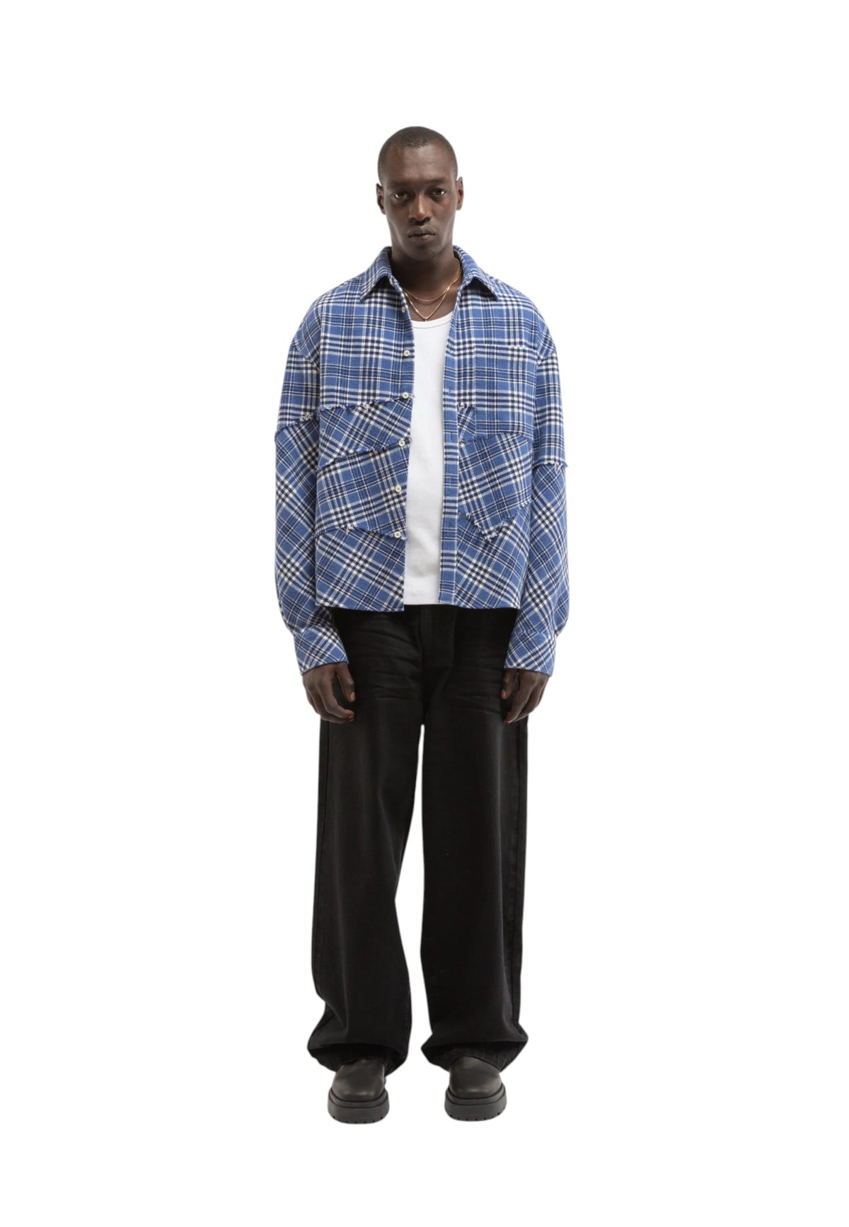 Reternity Le tissè waffle shirt camicia a quadri- Blue