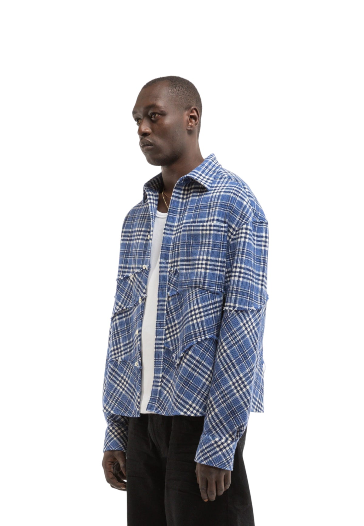 Reternity Le tissè waffle shirt camicia a quadri- Blue