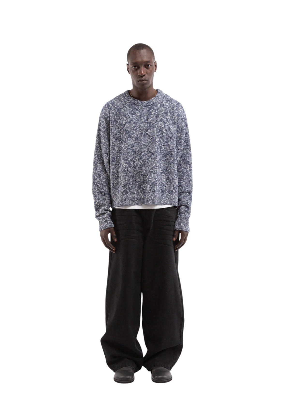 Reternity Artisan knit sweater maglione cropped - Navy