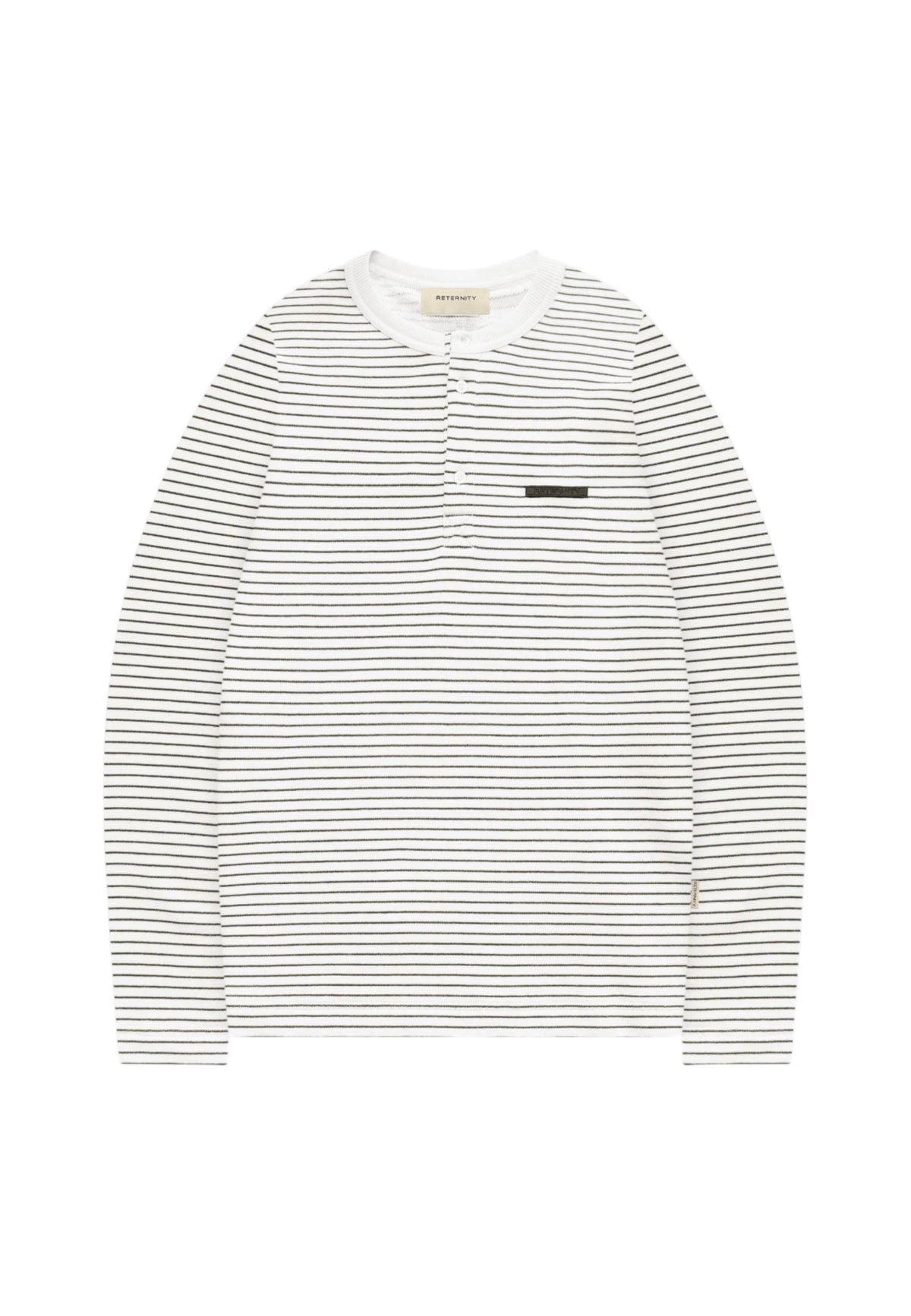 Reternity Henley stripe longsleeve T-shirt maniche lunghe con vestibilità cropped- Off White / Navy