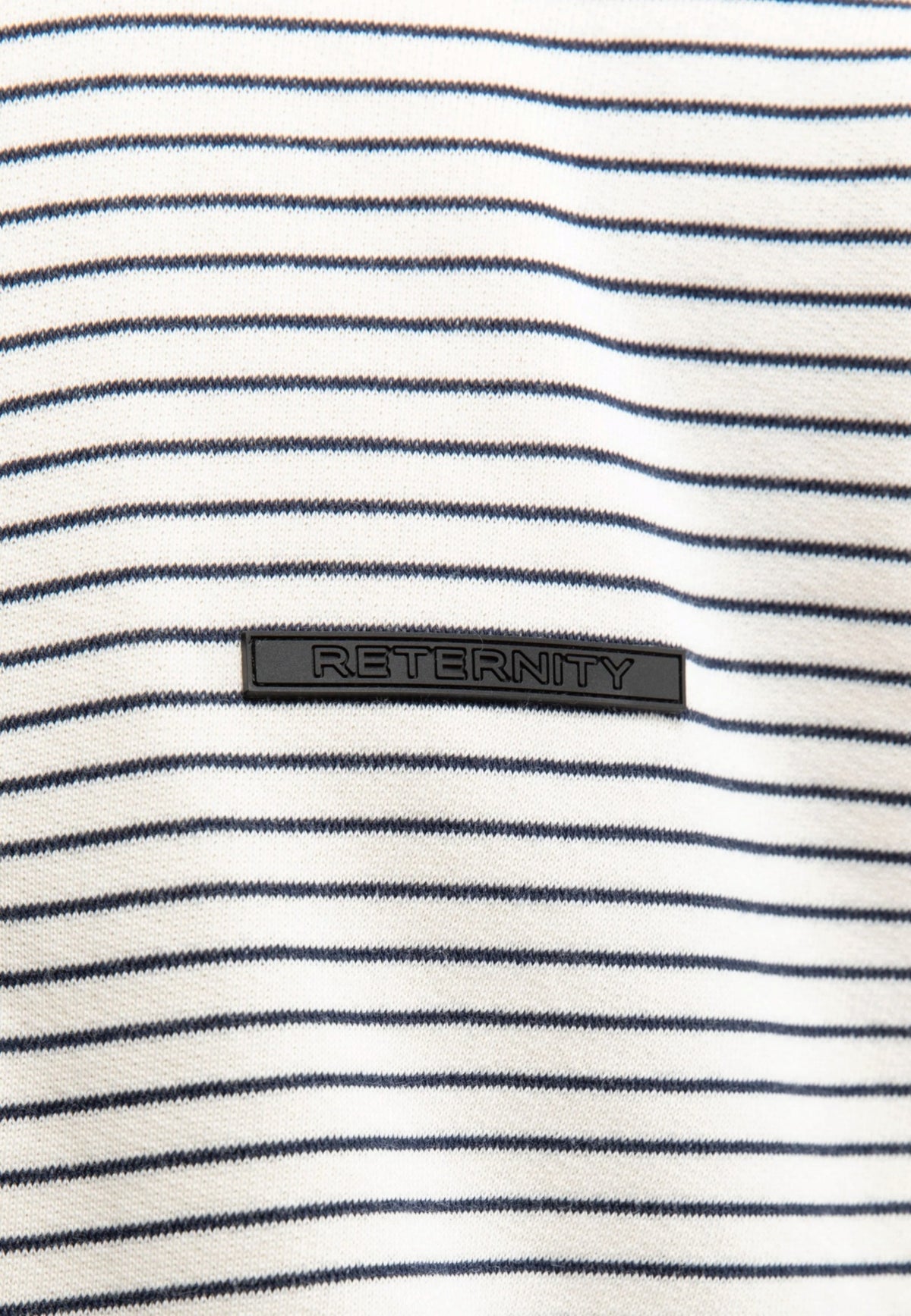 Reternity Henley stripe longsleeve T-shirt maniche lunghe con vestibilità cropped- Off White / Navy