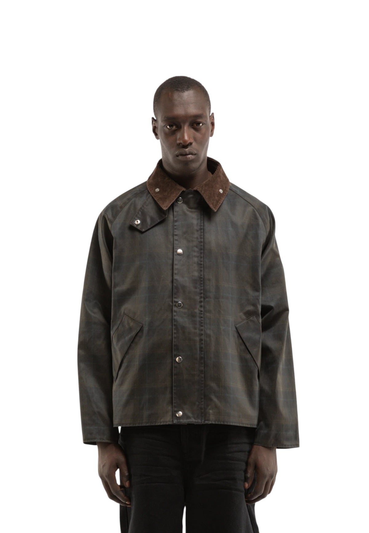 Reternity Checkered waxed hunting Jacket - Dark Blue