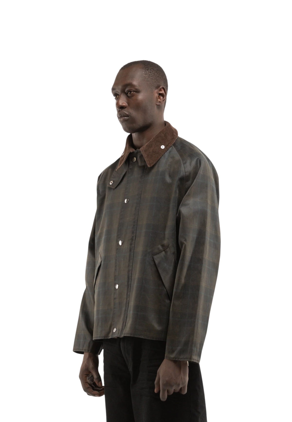 Reternity Checkered waxed hunting Jacket - Dark Blue