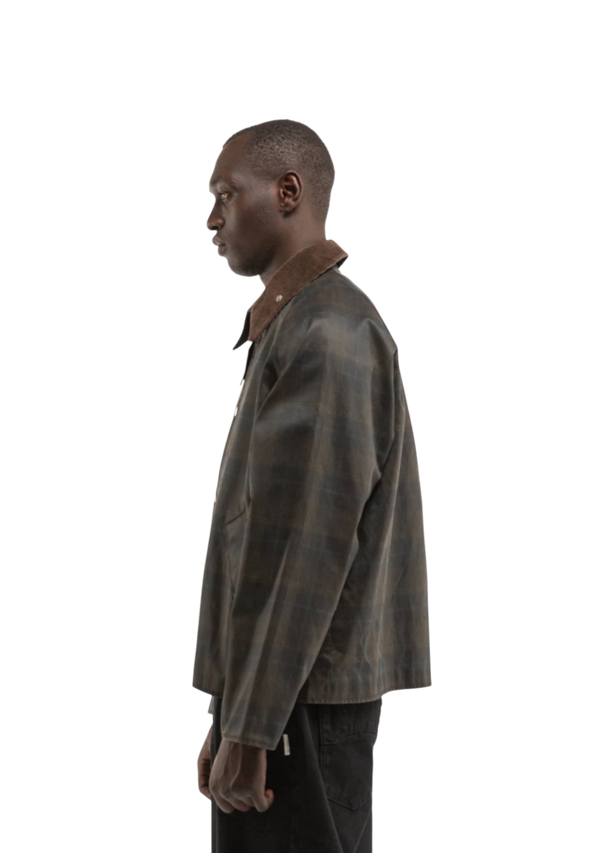 Reternity Checkered waxed hunting Jacket - Dark Blue