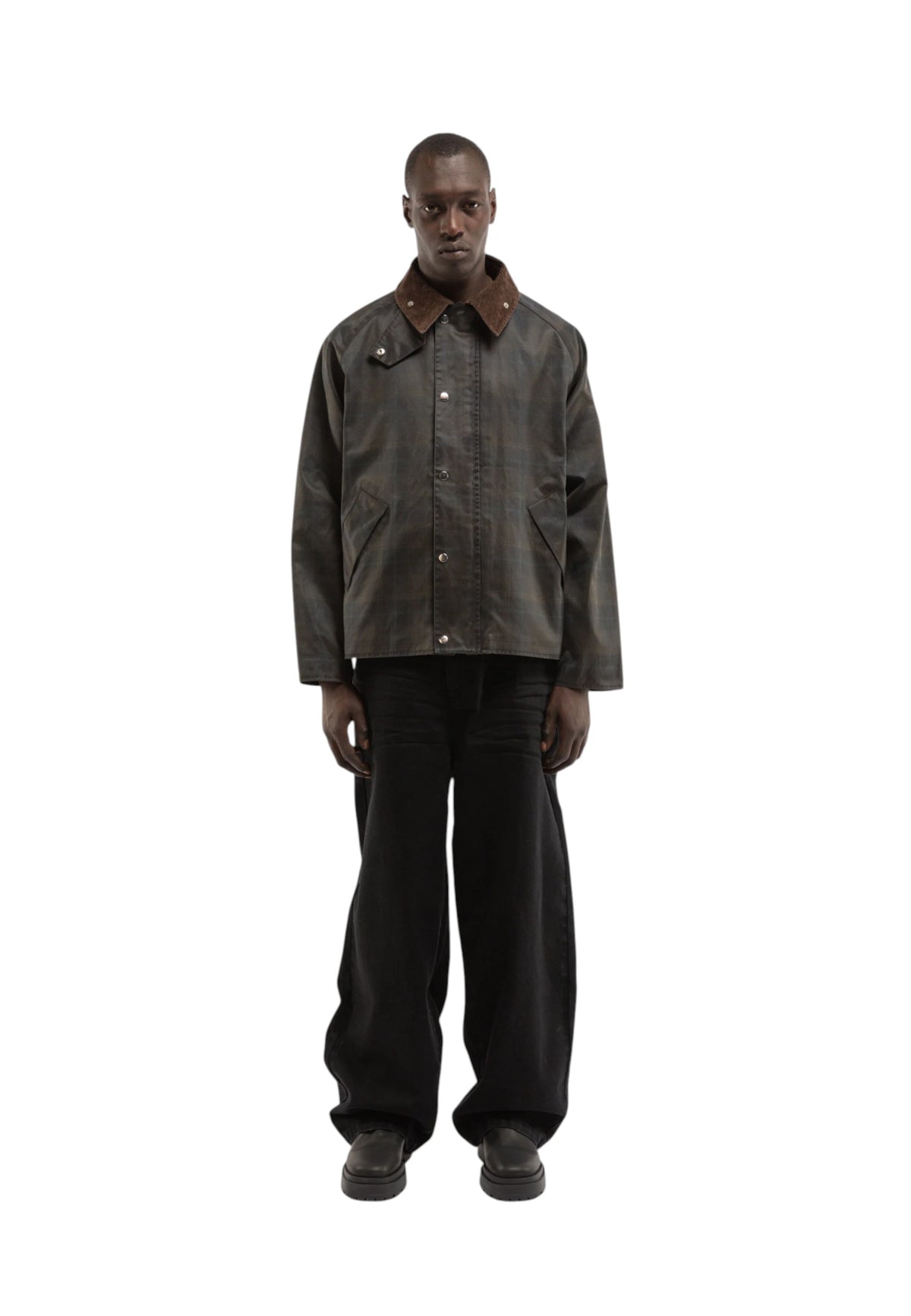 Reternity Checkered waxed hunting Jacket - Dark Blue