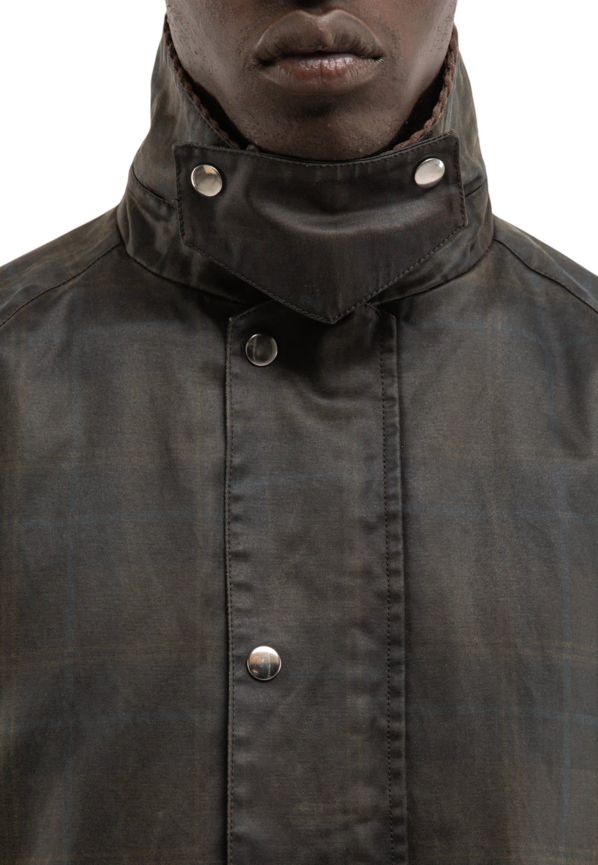 Reternity Checkered waxed hunting Jacket - Dark Blue