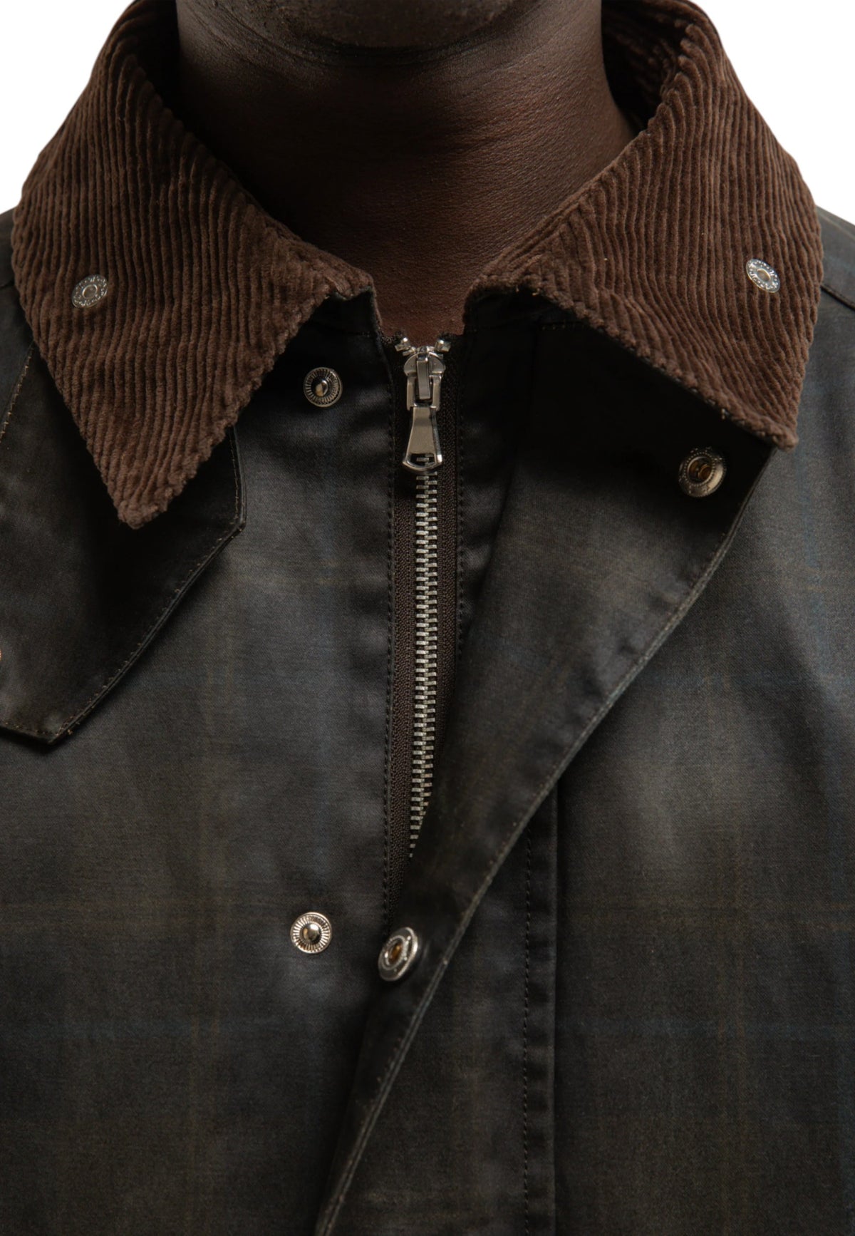Reternity Checkered waxed hunting Jacket - Dark Blue