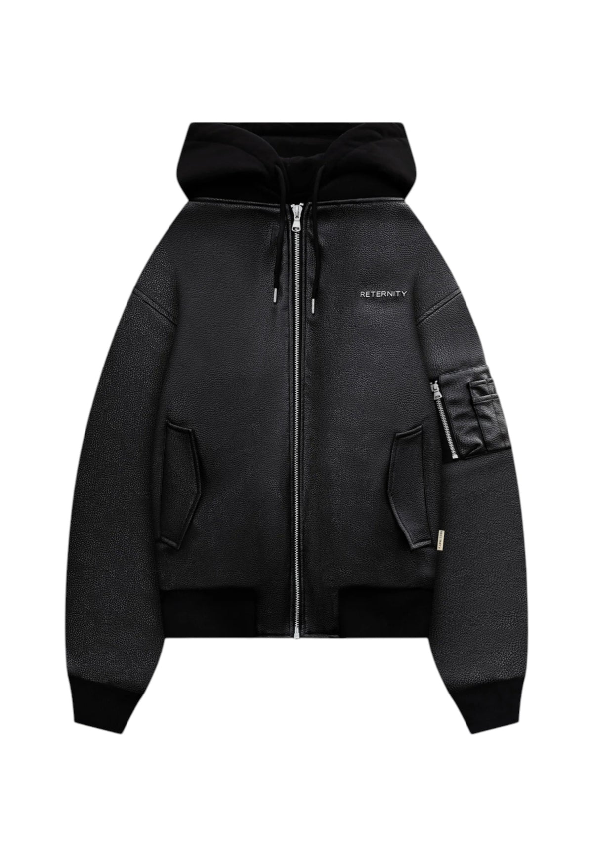 Reternity Metropolitain bomber jacket giacca in ecopelle con cappuccio - Black