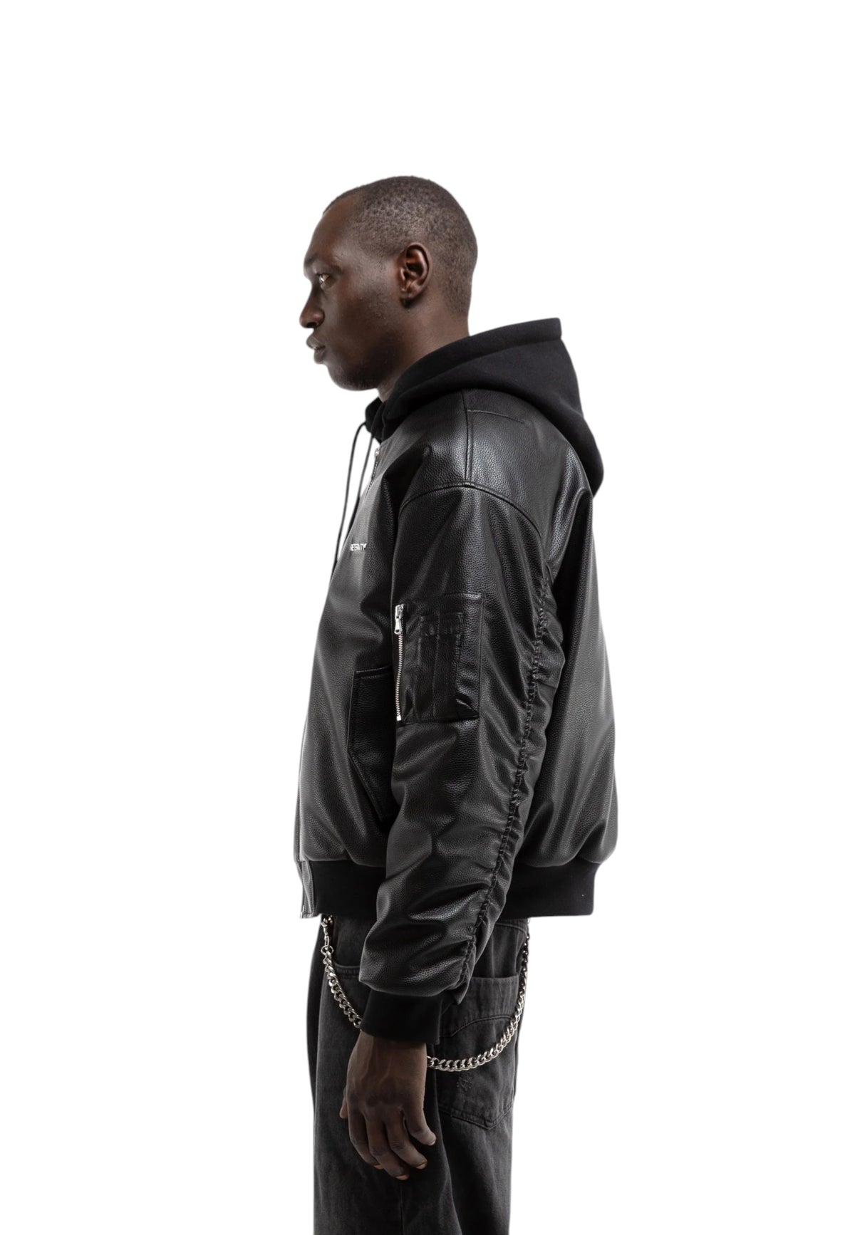Reternity Metropolitain bomber jacket giacca in ecopelle con cappuccio - Black