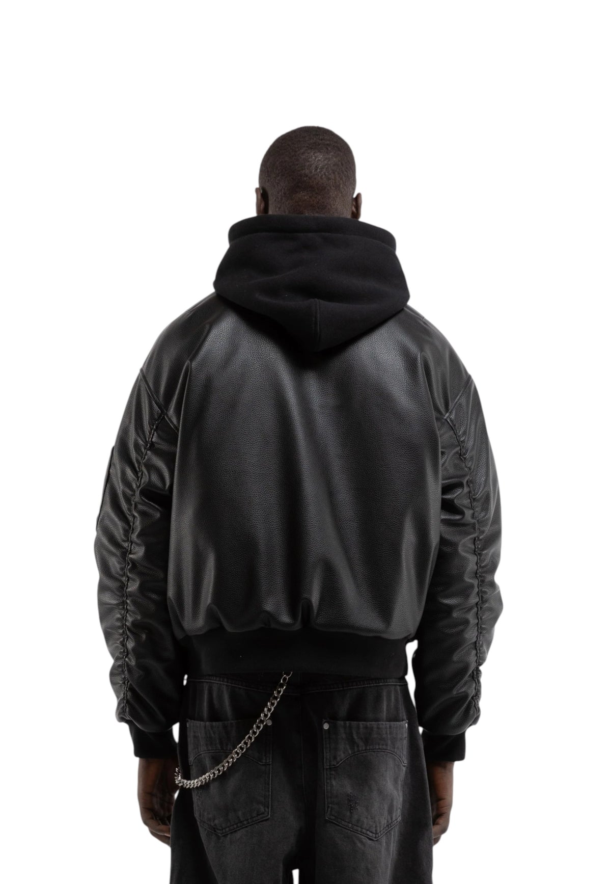 Reternity Metropolitain bomber jacket giacca in ecopelle con cappuccio - Black