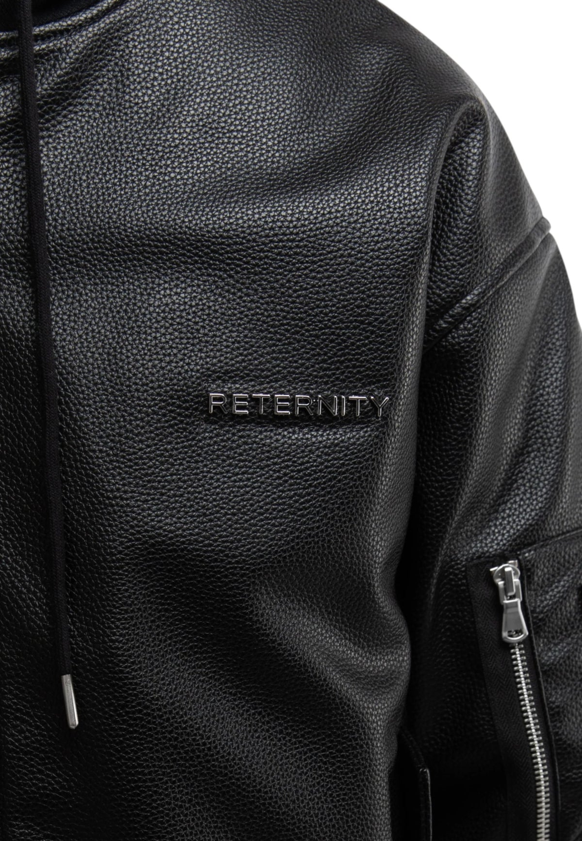 Reternity Metropolitain bomber jacket giacca in ecopelle con cappuccio - Black