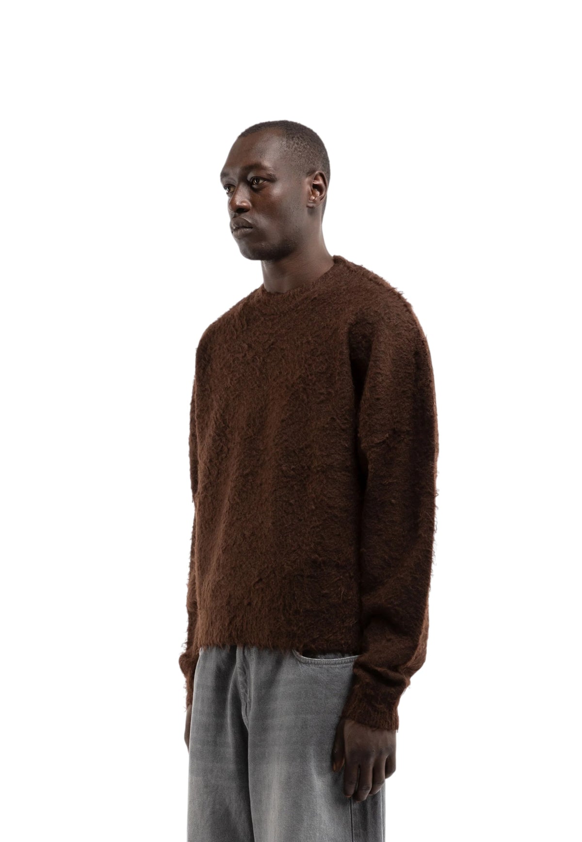 Reternity Vintage furry knit sweater maglione vestibilità cropped - Brown