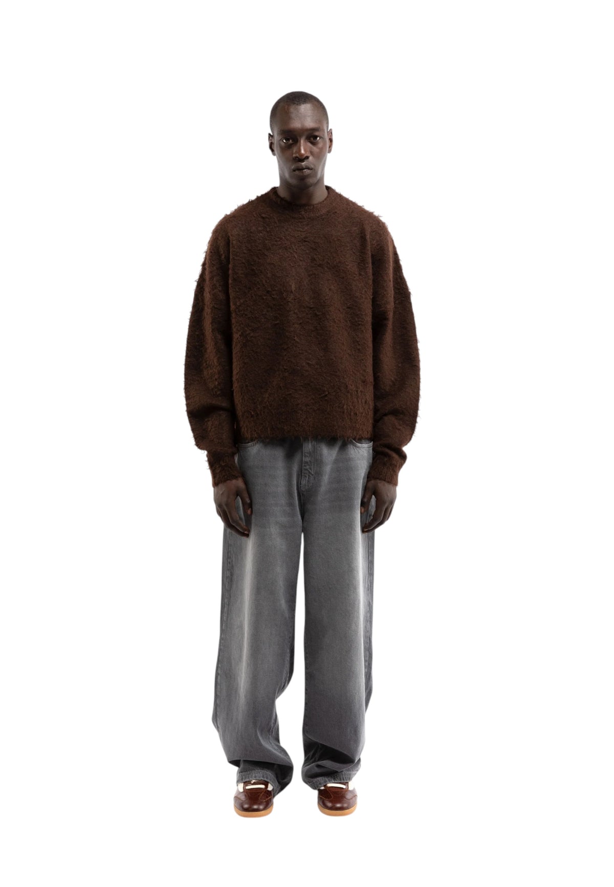 Reternity Vintage furry knit sweater maglione vestibilità cropped - Brown