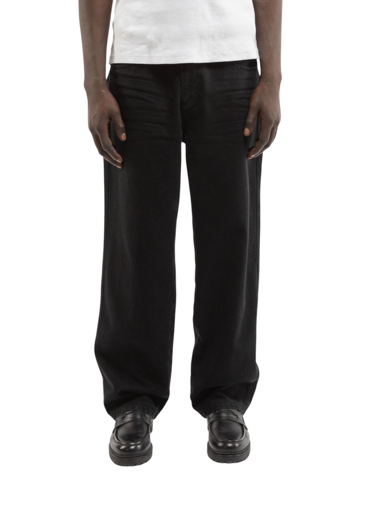 Reternity essential straight fit denim pants jeans gamba dritta - Deep black