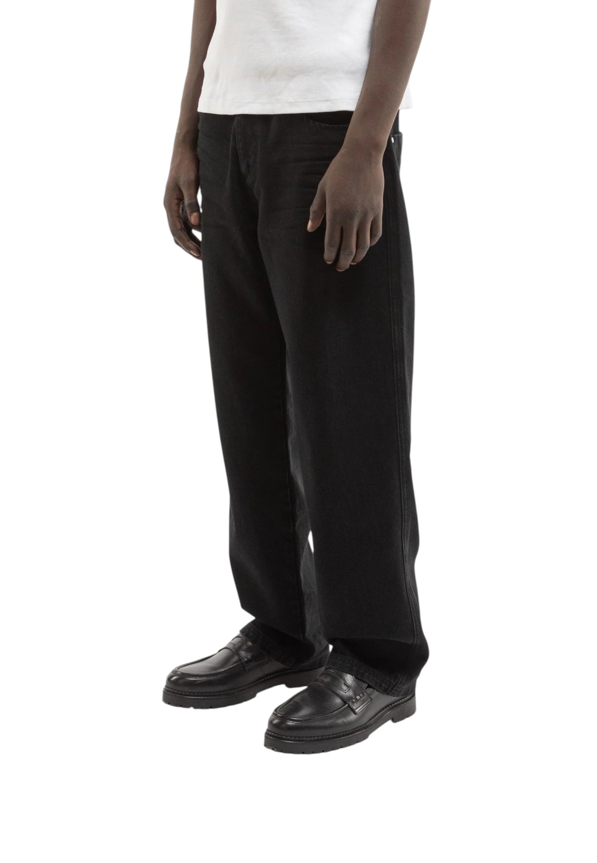 Reternity essential straight fit denim pants jeans gamba dritta - Deep black