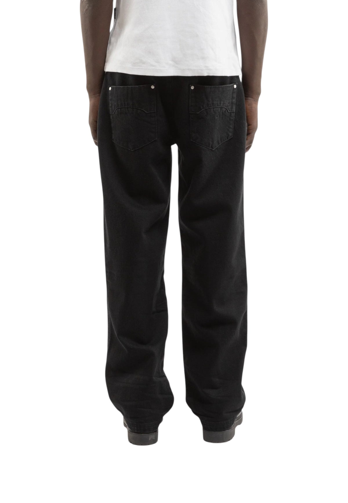 Reternity essential straight fit denim pants jeans gamba dritta - Deep black