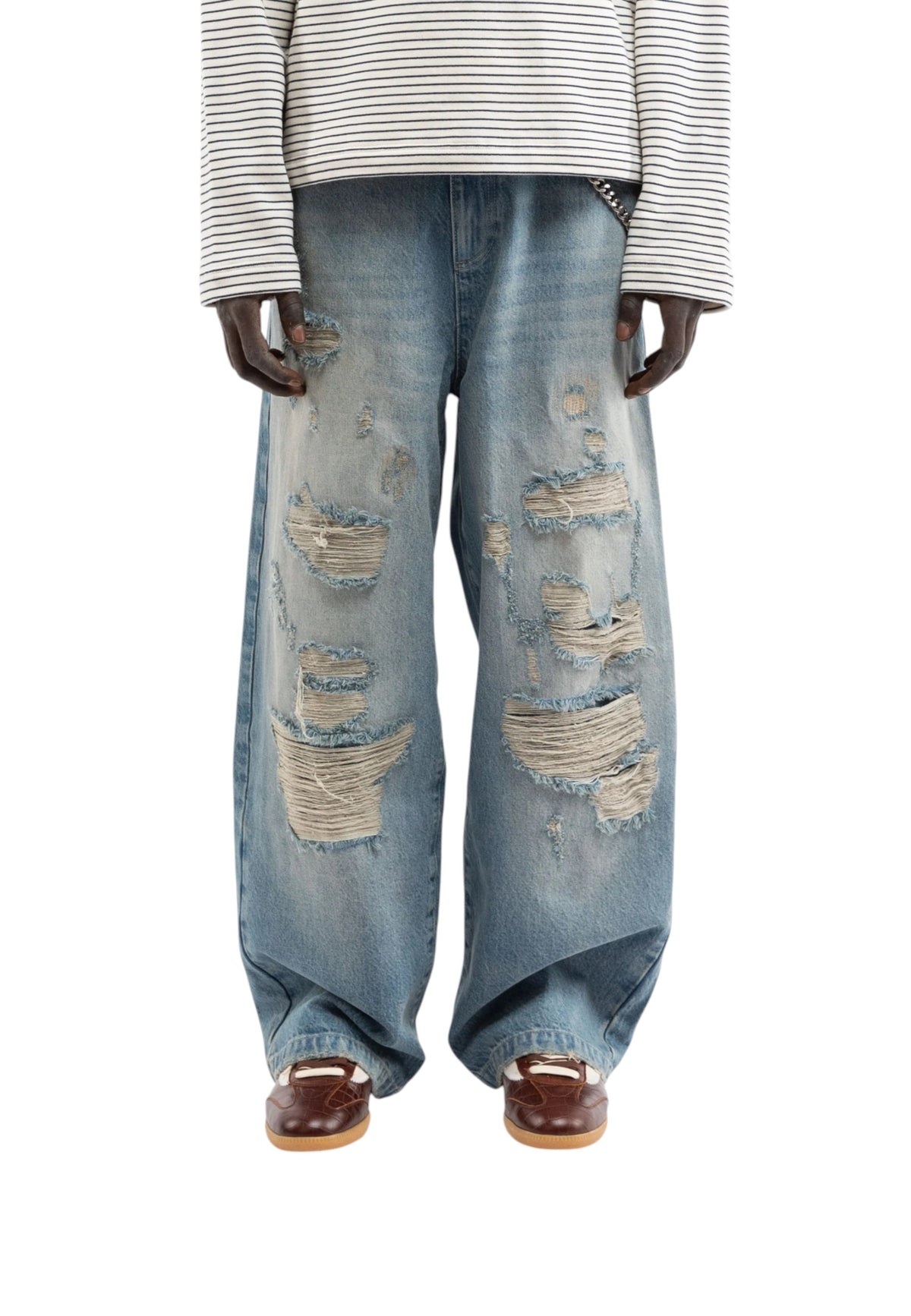 Reternity Distressed baggy denim pants - Washed blue