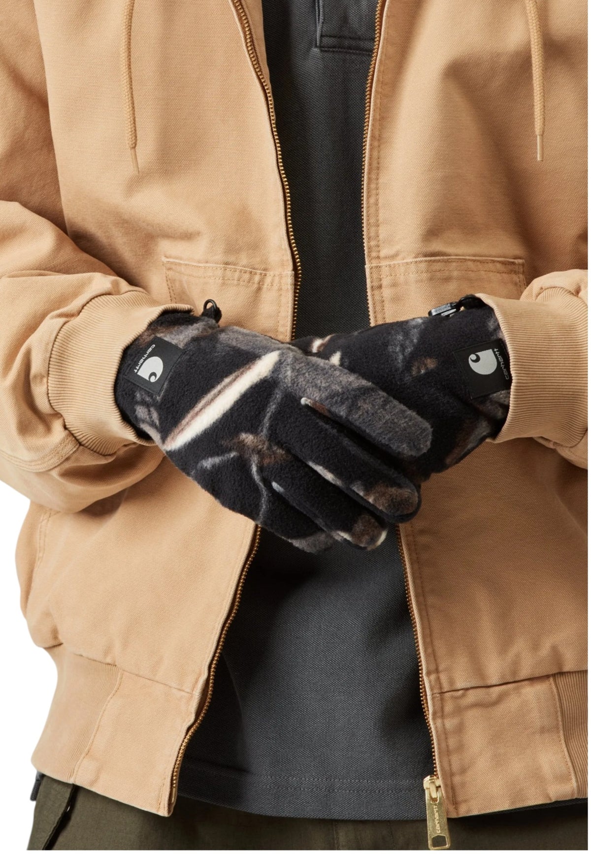 Carhartt Wip Blevin Gloves guanti in pile - Camo Feather Tree, Black