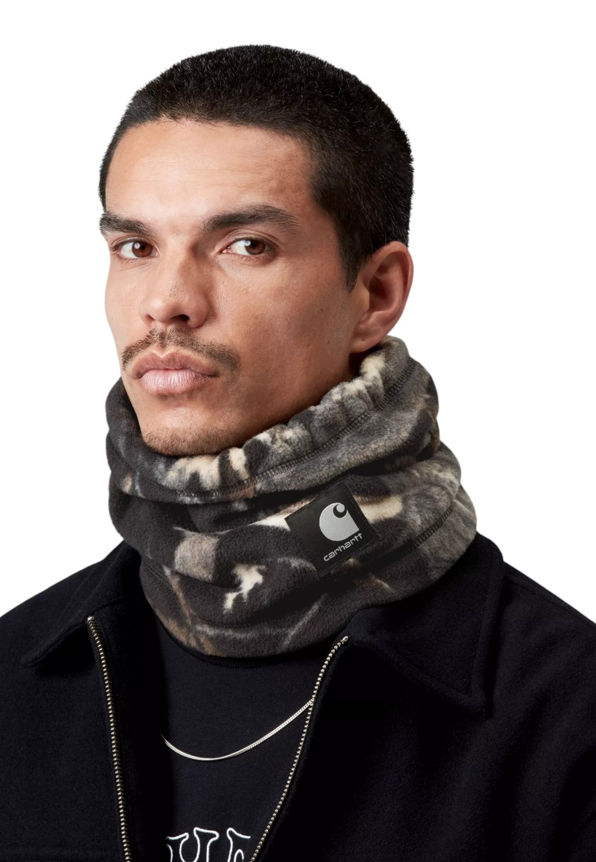 Carhartt Wip Blevin Neckwarmer - Camo Feather Tree, Black